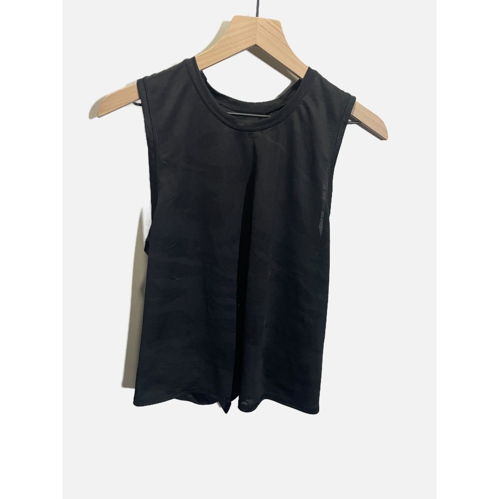 X by Gottex Tank Top Womens Medium Black Camo Mesh Tie Back Activewear Gym Yoga‎